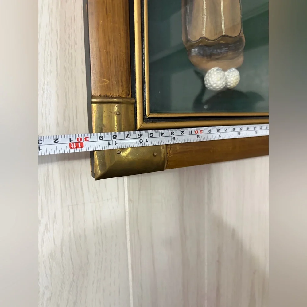 Vintage 1950s 3D Golf Shadow Box Wall Display in Wood & Brass Frame